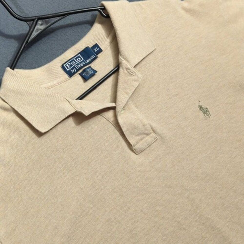 Polo Ralph Lauren Shirt Men's XL Tan Short Sleeve Polo Cotton Preppy Casual
